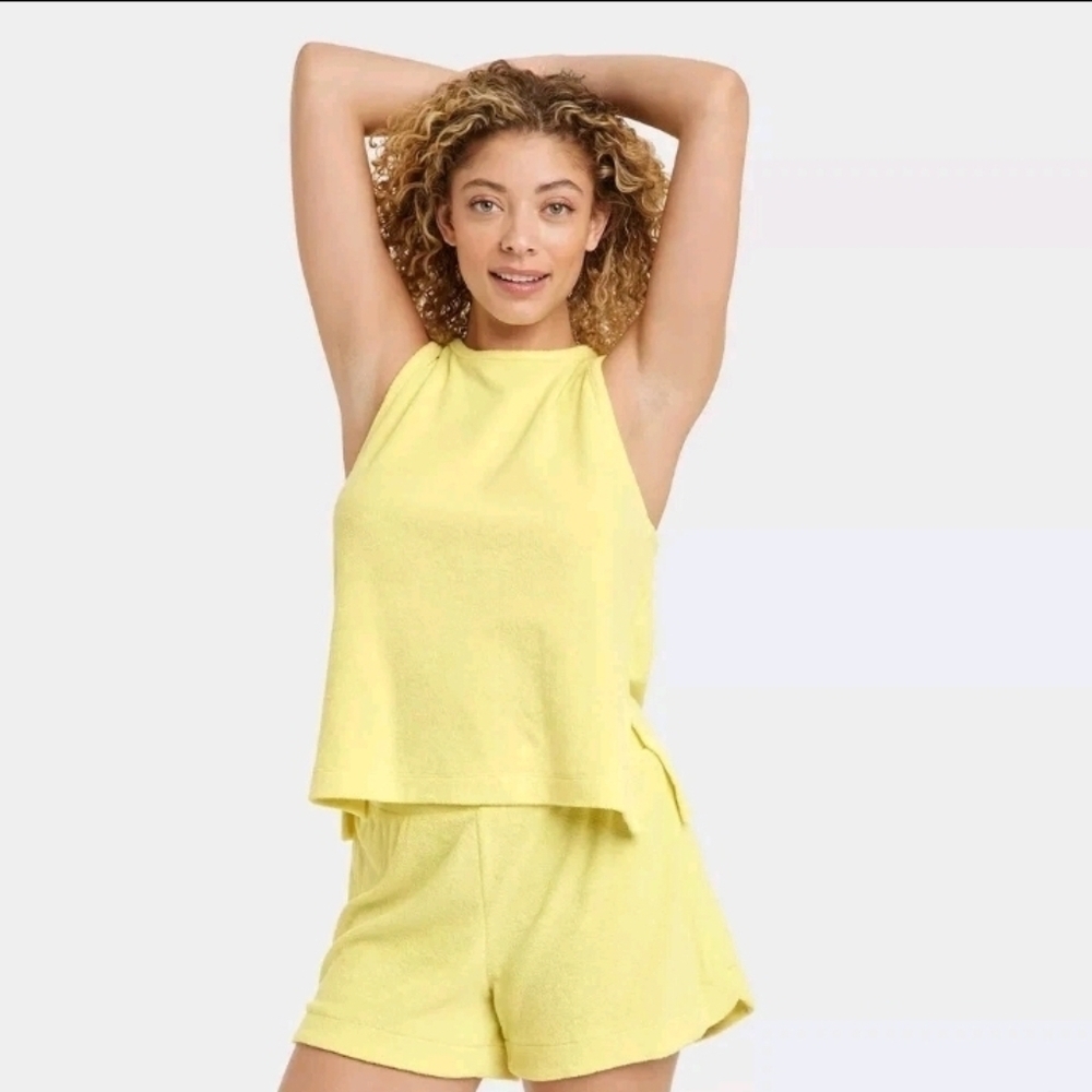 A New Day Women's Terry Tank Top Yellow Size L